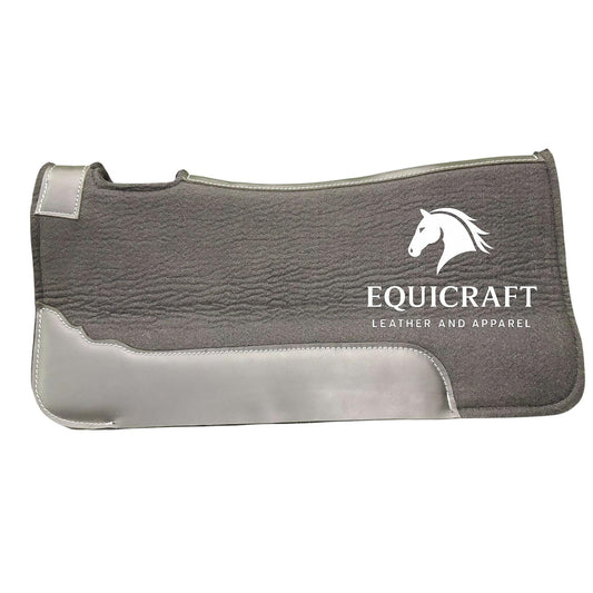18 MM Black Woollen Felt Saddle Pad with Leather | Western Riding Pad | 30X30" & 32X32"