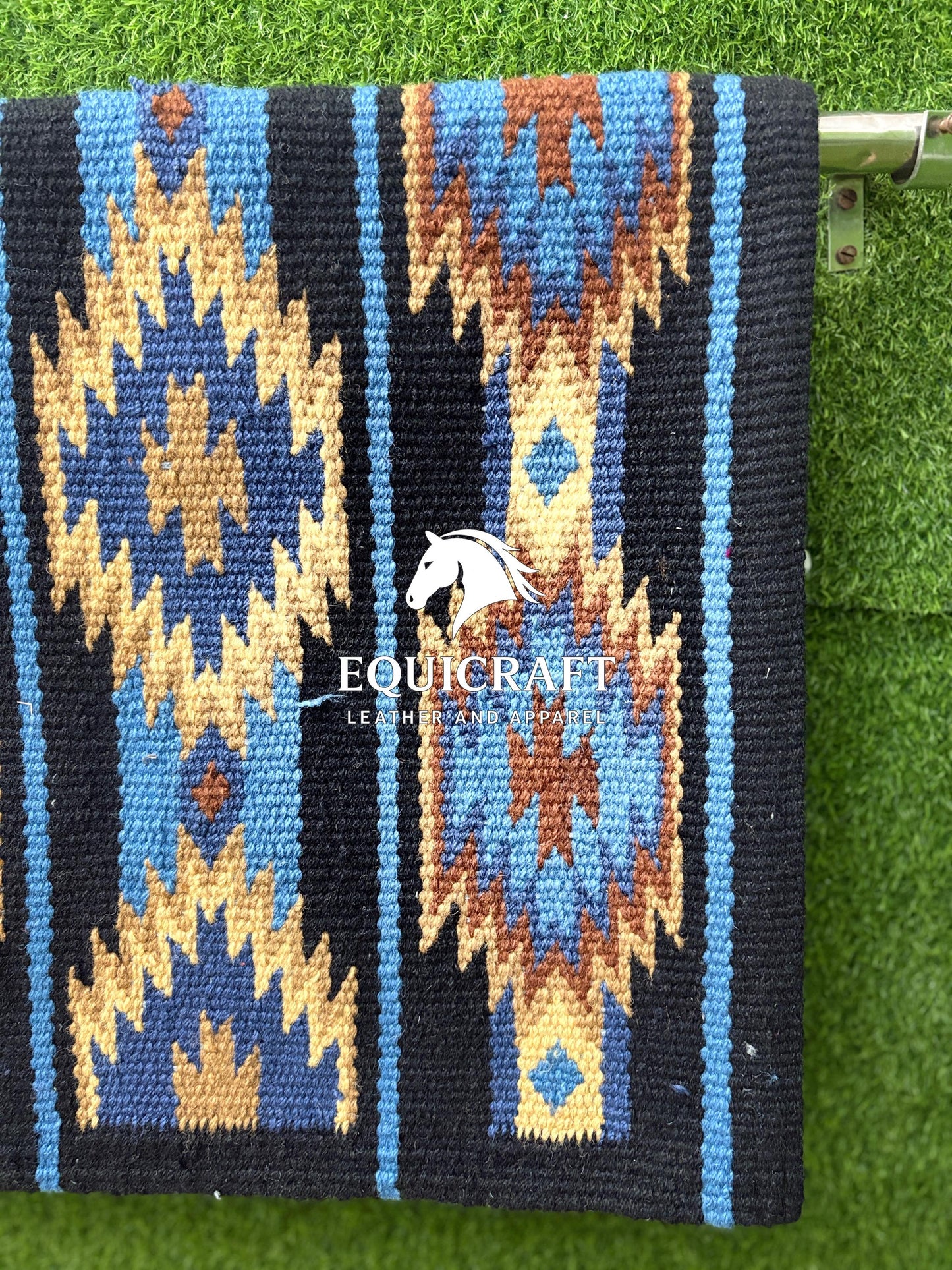 Blue Black Wool Western Saddle Blanket Diamond Show Blanket Horse Pad Rodeo Ranch Tack