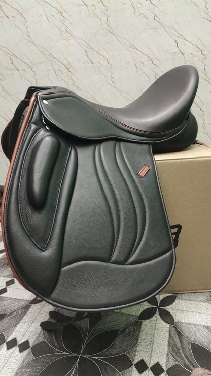 Black Leather Dressage Saddle | Long Flap English Saddle