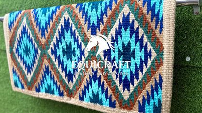 Western Ranch Saddle Blanket | NZ Wool Handwoven Pad | Customizable Horse Tack SIZE 32X32
