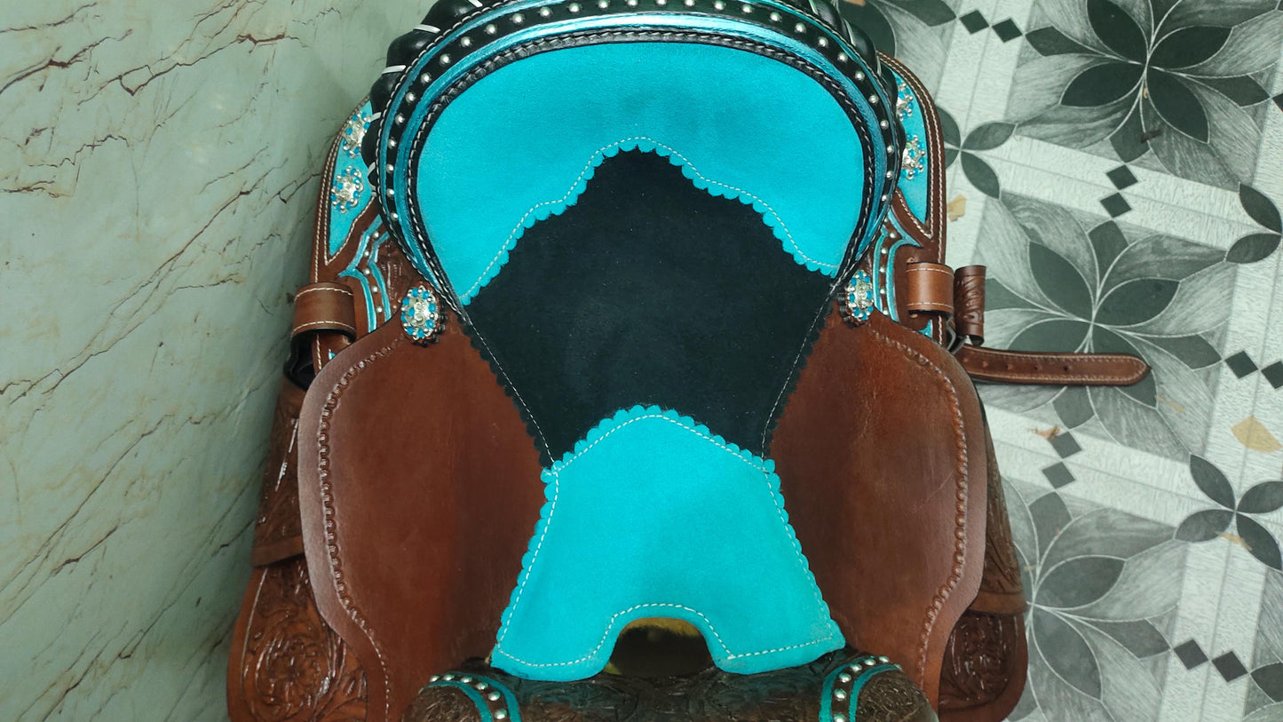 Handmade Western Leather Saddle With Tack | Trail & Barrel Racing