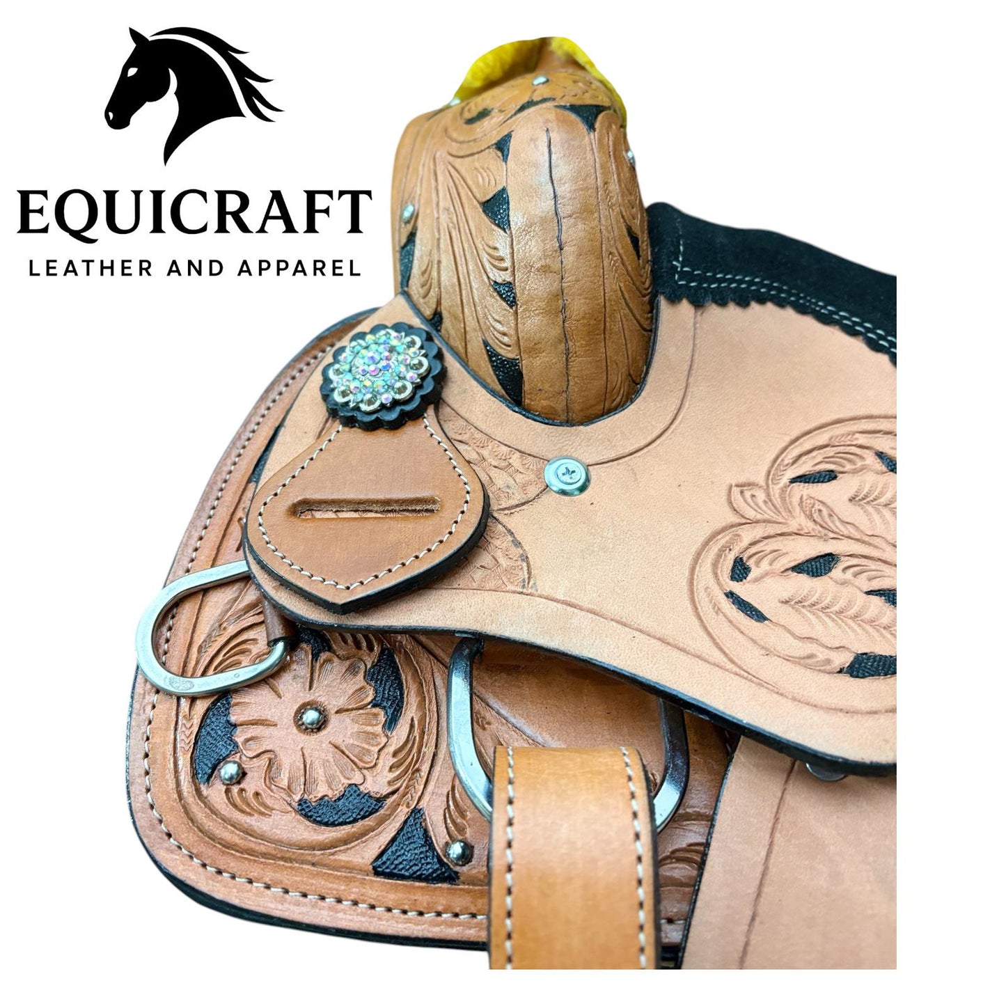 Hand Tooled Western Leather Saddle with Tack Set