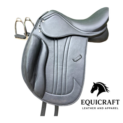 Black Leather Dressage Saddle | Long Flap English Saddle