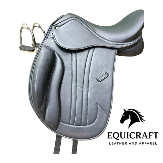 Black Leather Dressage Saddle | Long Flap English Saddle