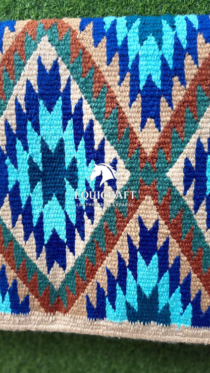Western Ranch Saddle Blanket | NZ Wool Handwoven Pad | Customizable Horse Tack SIZE 32X32