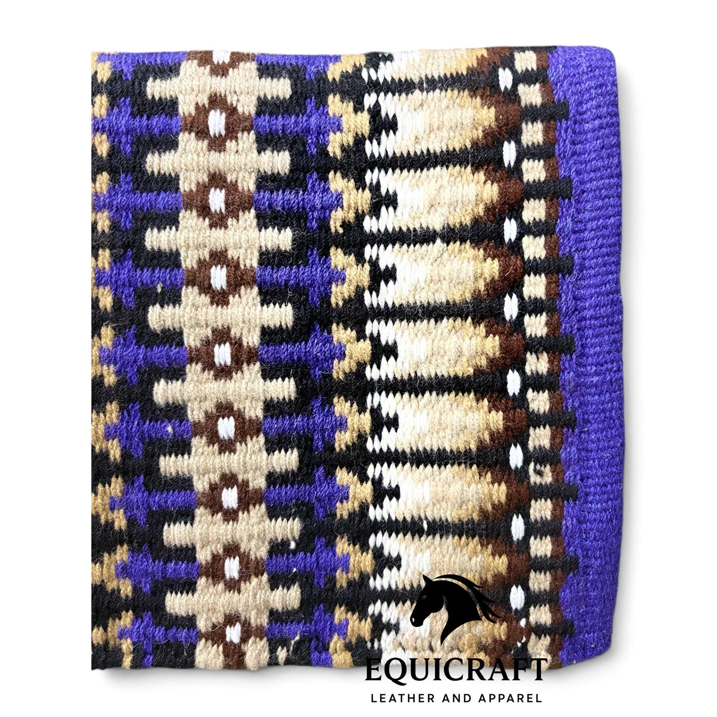 Western Wool Saddle Blanket, Purple Cream Brown Striped Southwestern Pattern, Horse Saddle Pad, Show Blanket Size:-32x38