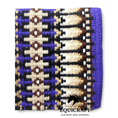 Western Wool Saddle Blanket, Purple Cream Brown Striped Southwestern Pattern, Horse Saddle Pad, Show Blanket Size:-32x38