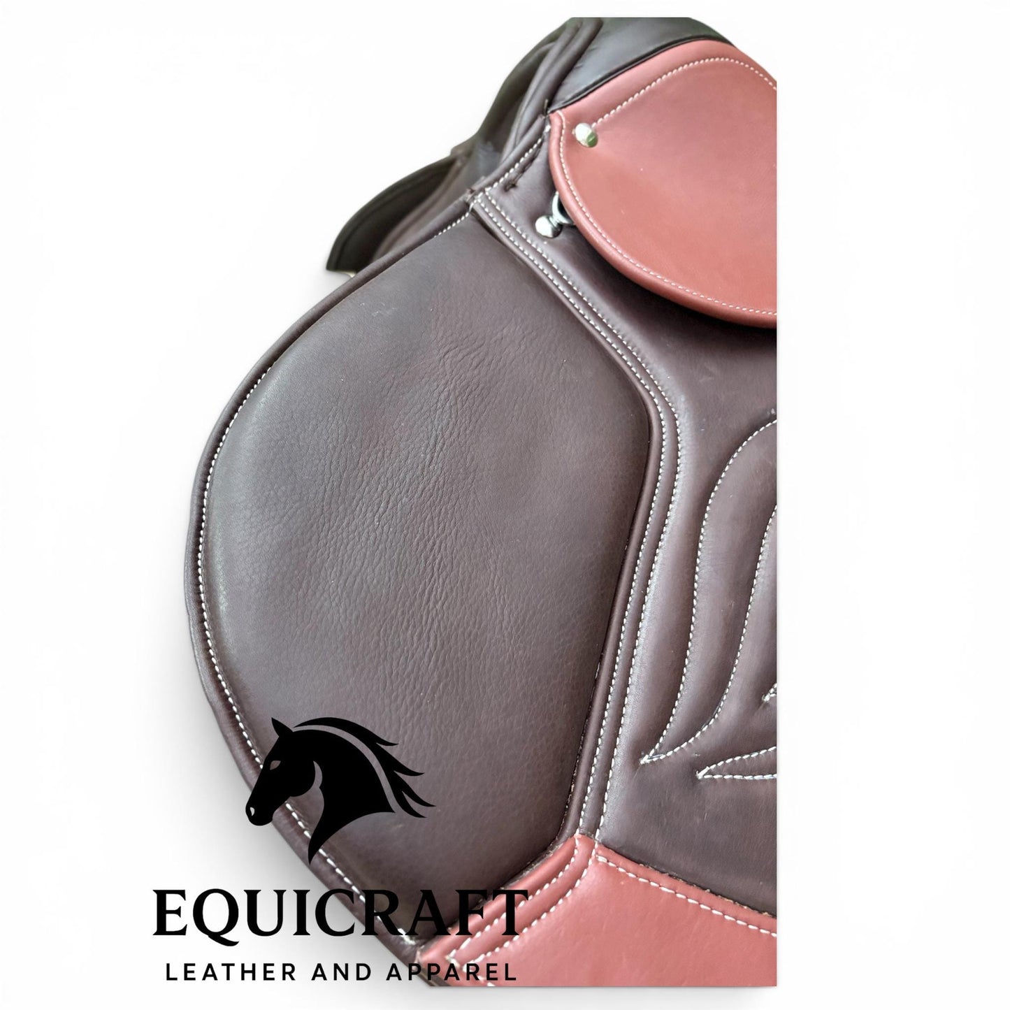 Double tone Premium Close Contact Saddle | Brown Leather English Riding Saddle for Training & Jumping