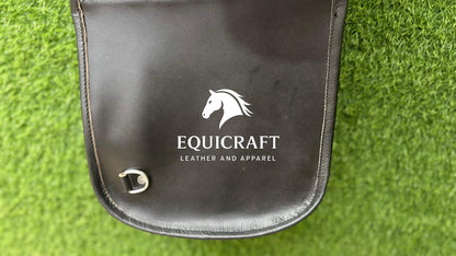 Black Leather Western Saddle Bag – Small Double Buckle Horse Trail Bag | Braided Edge Cowboy Riding Tack