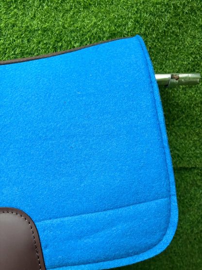 18 MM Blue Woollen  Felt Saddle Pad with Leather | Western Riding Pad | 30X30" & 32X32"