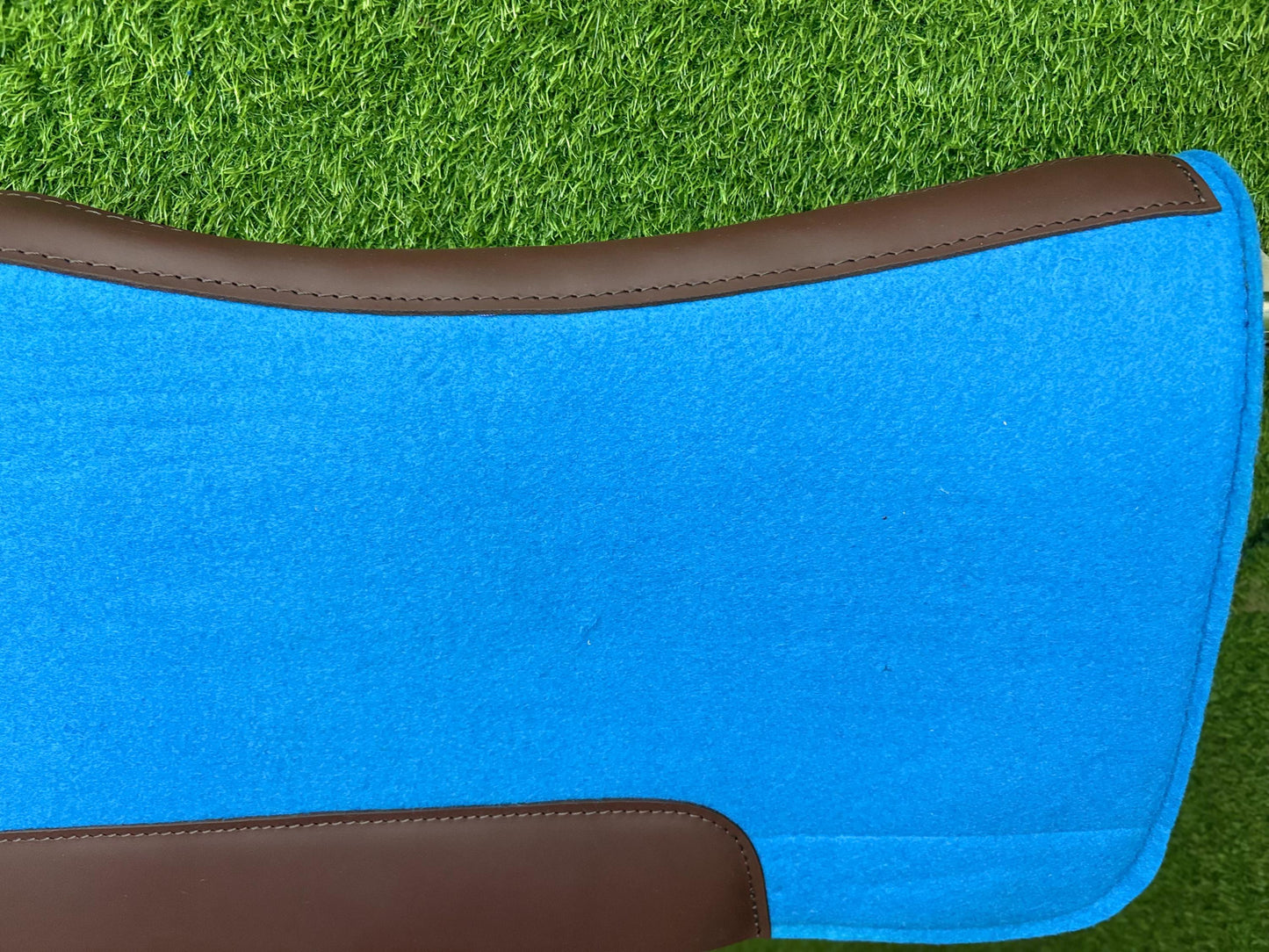18 MM Blue Woollen  Felt Saddle Pad with Leather | Western Riding Pad | 30X30" & 32X32"