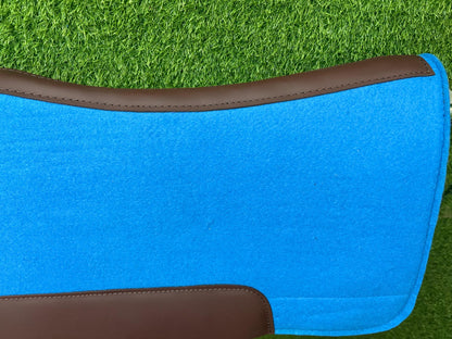 18 MM Blue Woollen  Felt Saddle Pad with Leather | Western Riding Pad | 30X30" & 32X32"