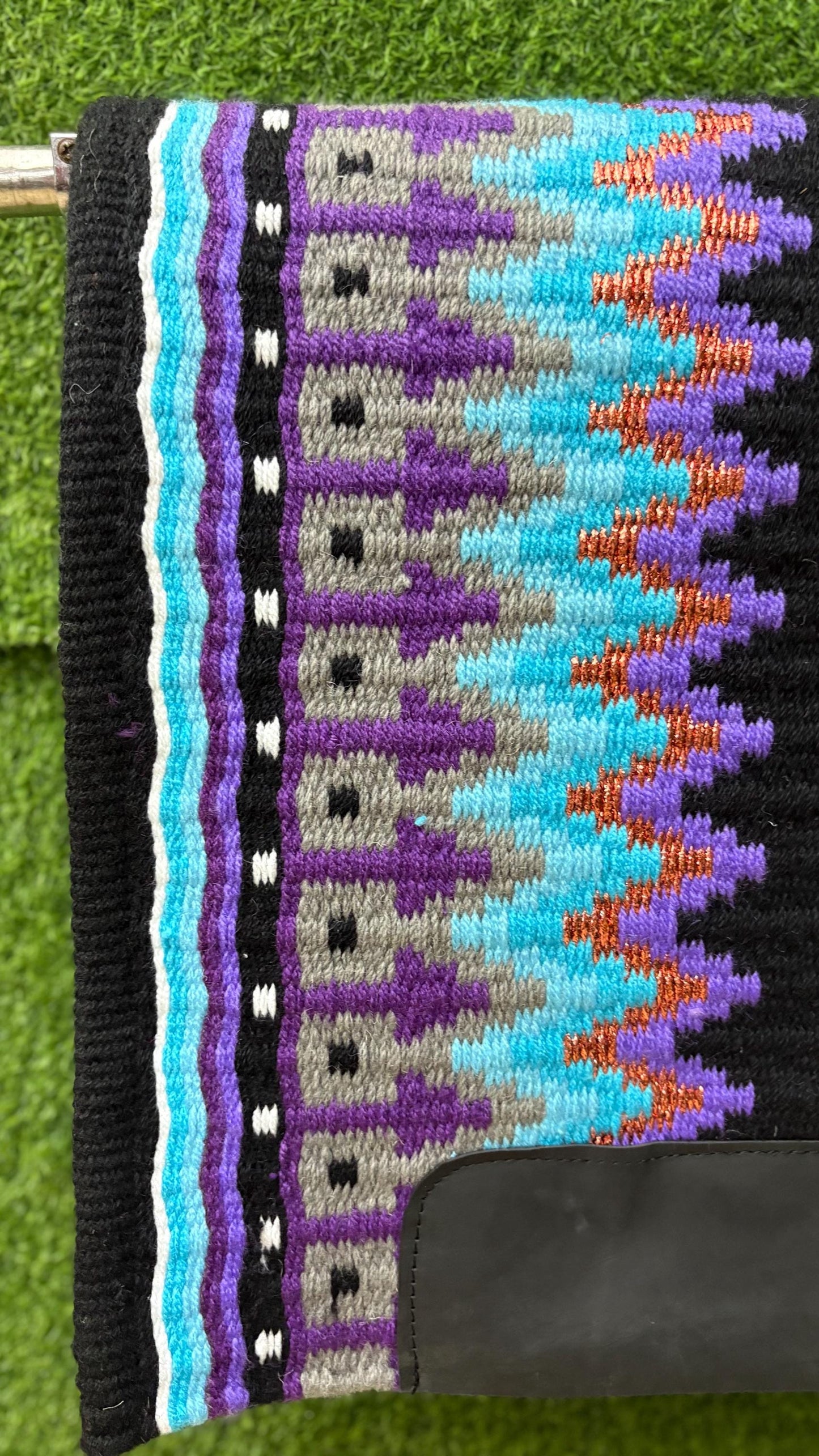 Western Saddle Pad | Black Purple Turquoise Saddle Blanket | Aztec Wool Horse Pad | Southwest Show Pad | Horse Tack Gift
