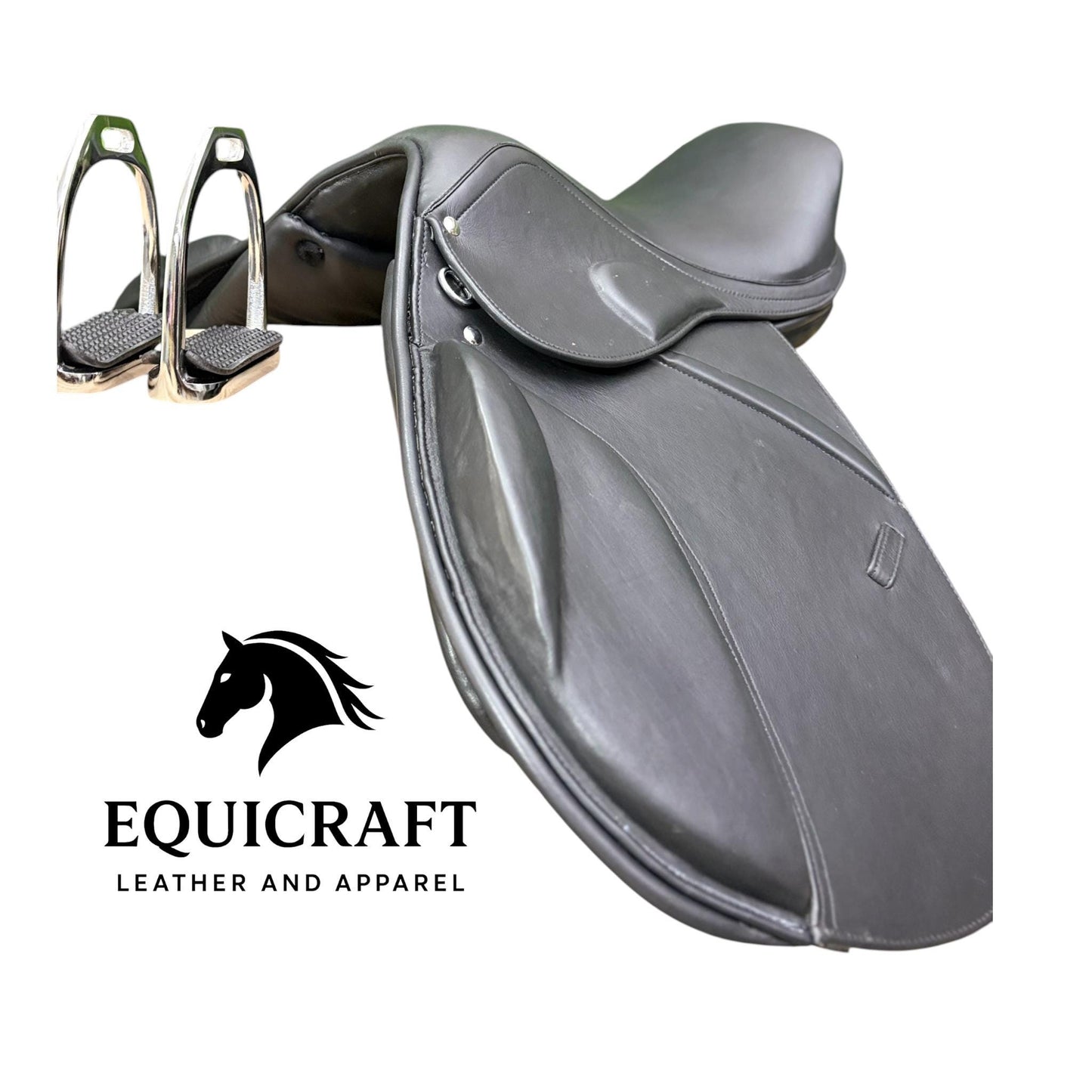 Black Leather Dressage Saddle | Long Flap English Saddle