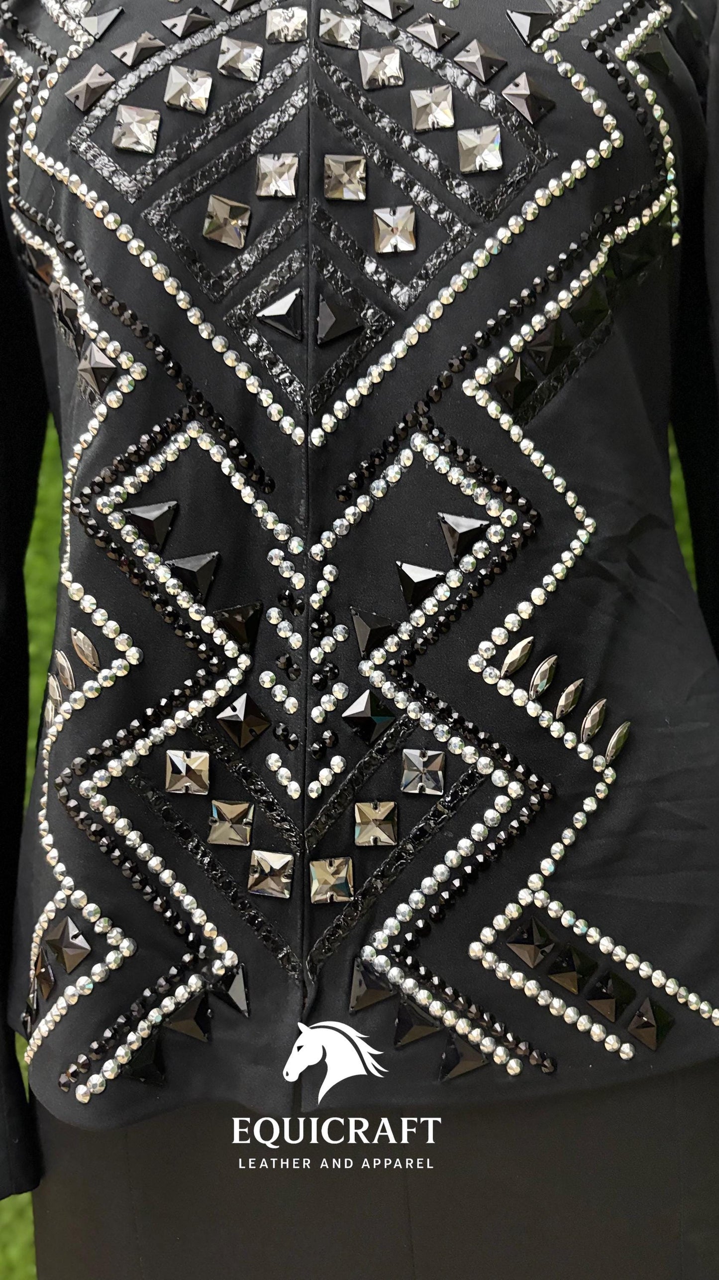 Black Western Showmanship Jacket | Hand-Embellished Crystal Show Jacket | Competition Riding Apparel (All Sizes)