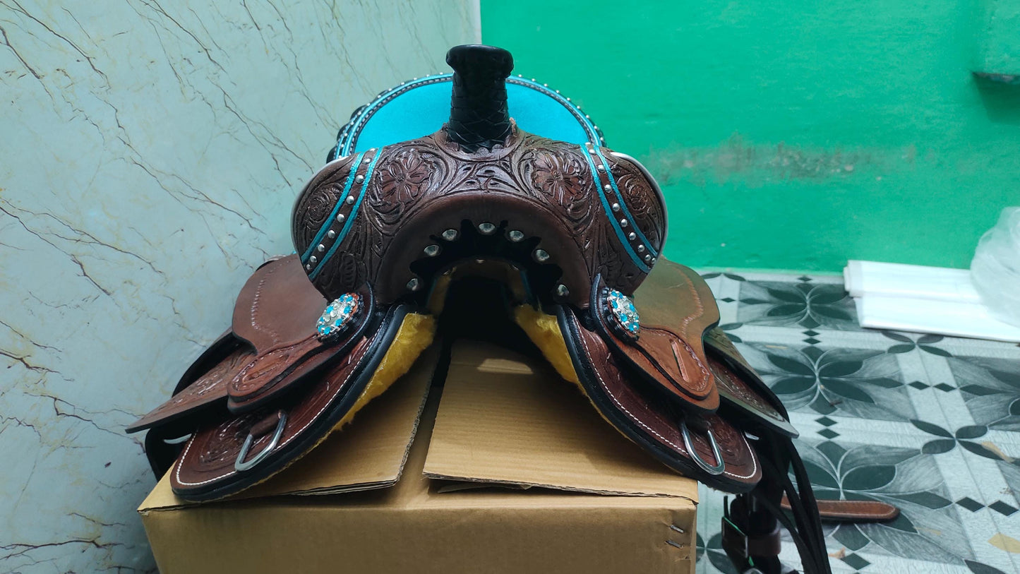 Handmade Western Leather Saddle With Tack | Trail & Barrel Racing