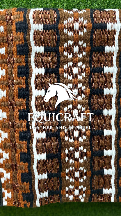 Aztec Western Show Saddle Pad | Black Brown Rust Wool Blanket | Hand-Woven Southwestern Horse Saddle Pad | Trail Pad Equestrian Gift