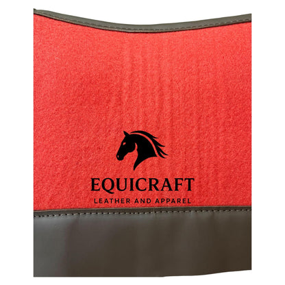 18 MM Red Woollen  Felt Saddle Pad with Leather | Western Riding Pad | 30X30" & 32X32"
