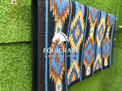 Blue Black Wool Western Saddle Blanket Diamond Show Blanket Horse Pad Rodeo Ranch Tack