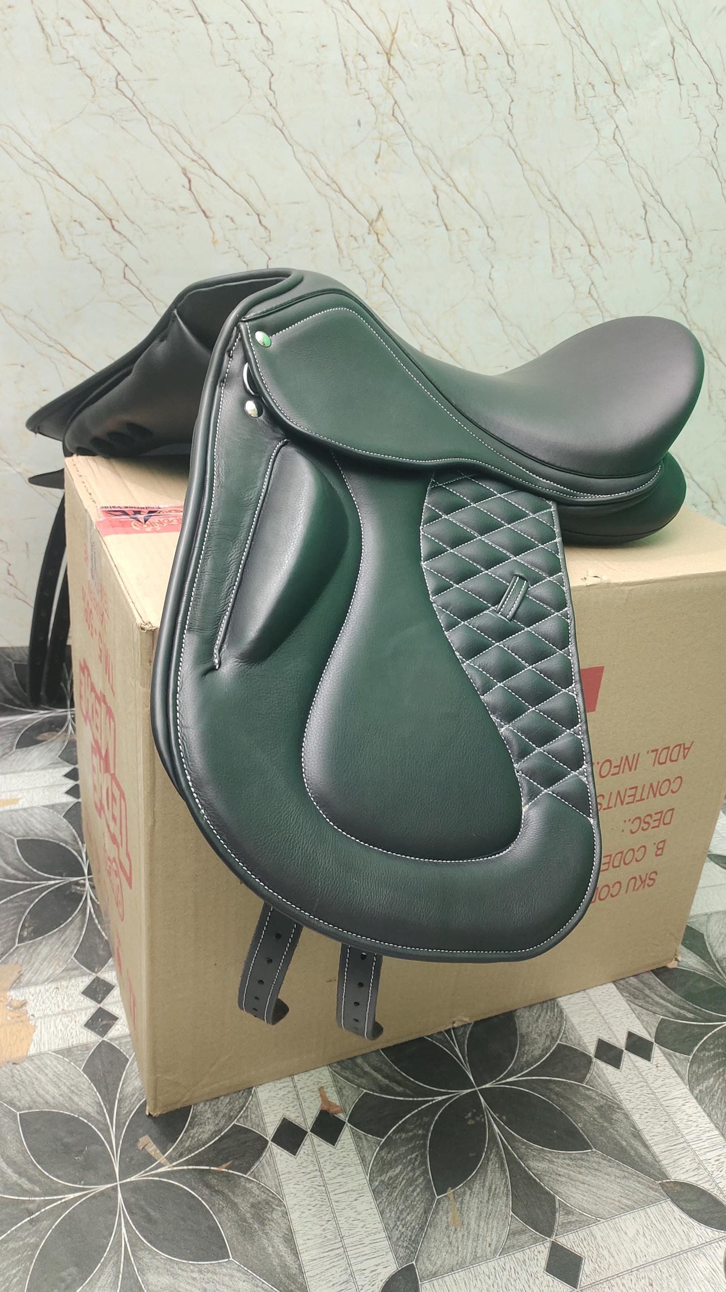 Black Leather Dressage Saddle | Long Flap English Saddle
