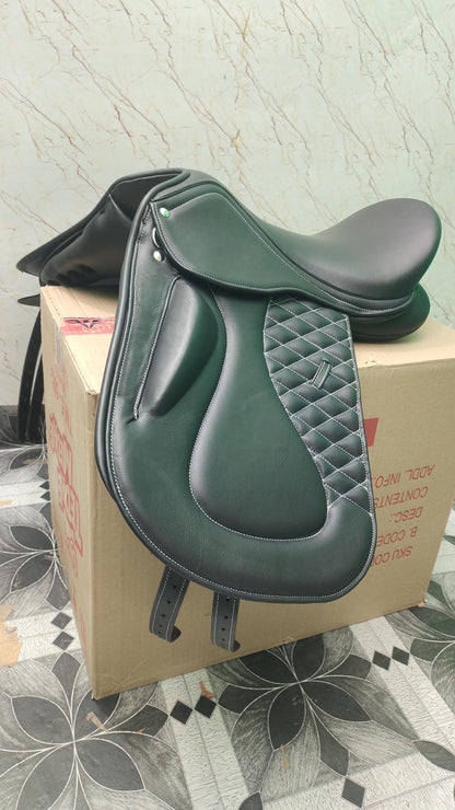 Black Leather Dressage Saddle | Long Flap English Saddle