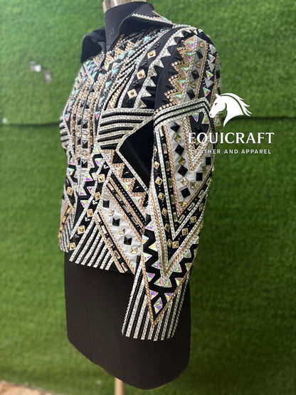 Western Showmanship Jacket | Hand-Embellished Crystal Riding Jacket | Competition Show Apparel (All Sizes)