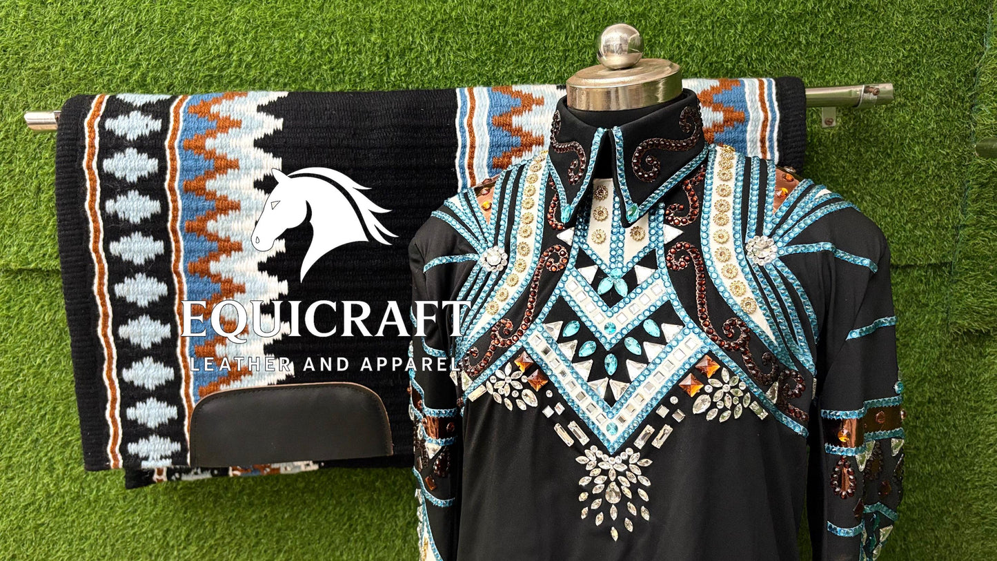 Western Showmanship Combo | Crystal Jacket & Handwoven Wool Blanket | Competition Horse Show Set