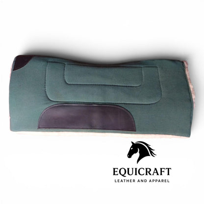 Green Canvas Saddle Pad Western Horse Riding Pad Durable Cotton Canvas Horse Pad Breathable Equestrian Pad Handmade Riding Gear