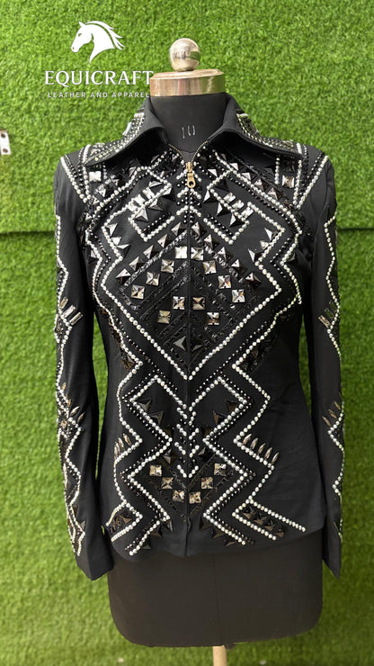 Black Western Showmanship Jacket | Hand-Embellished Crystal Show Jacket | Competition Riding Apparel (All Sizes)