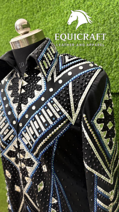 Western Showmanship Jacket | Hand-Embellished Crystal Riding Jacket | Competition Show Apparel (All Sizes)