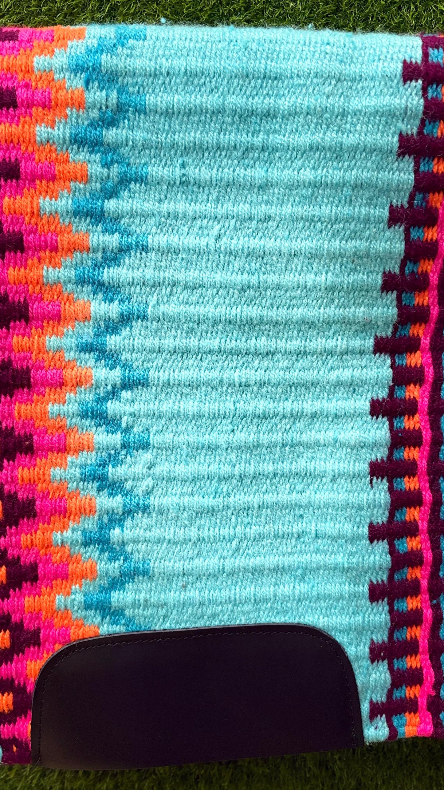 Turquoise Multicolor Wool Western Saddle Pad |  Horse Blanket Barrel Racing Rodeo Tack