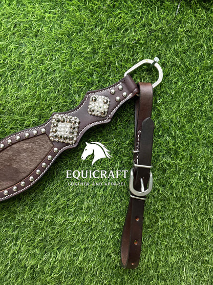Hairon Western Leather One Ear Headstall & Breast Collar Set – Horse Tack | Cowboy Riding Gear | Rodeo Trail Barrel Racing