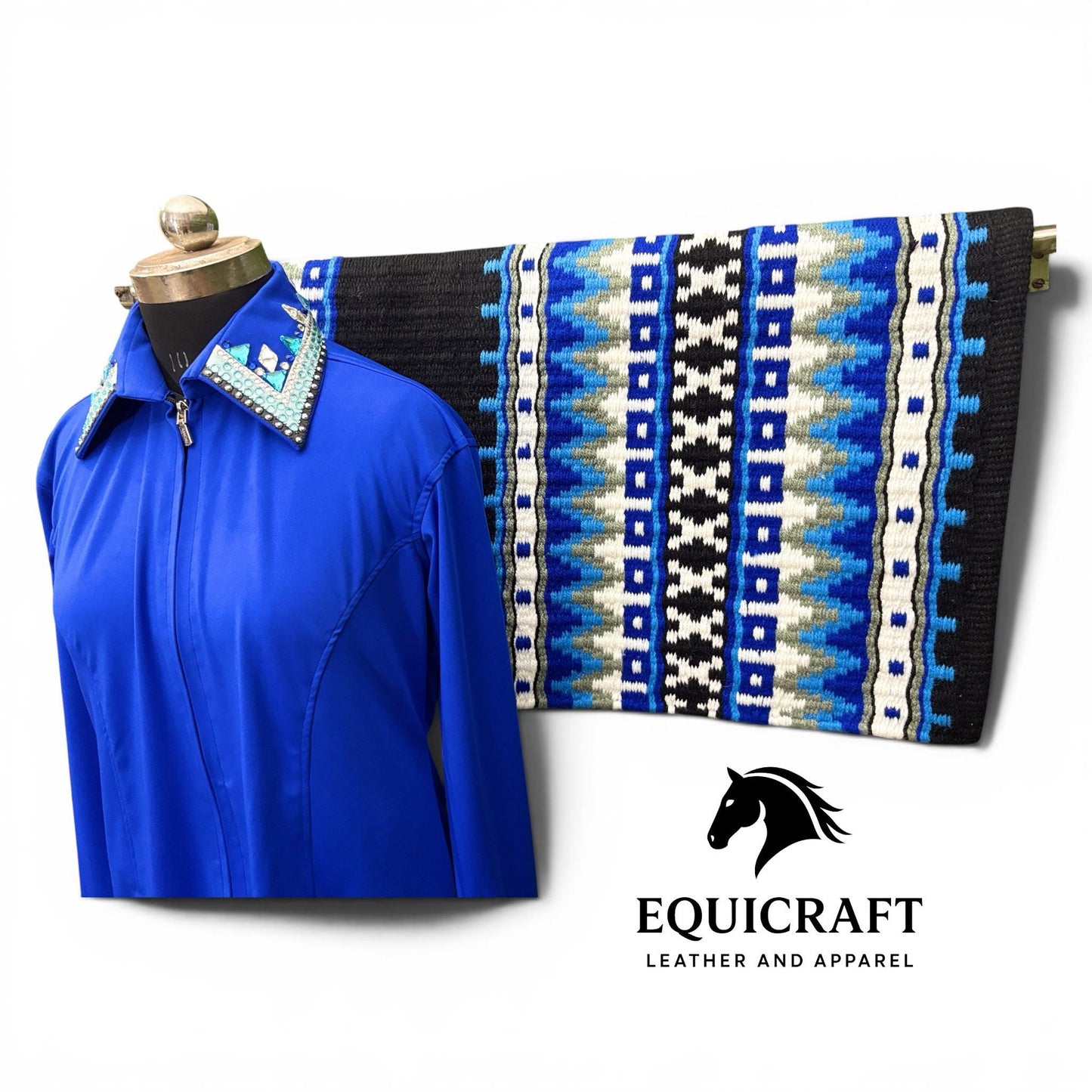 Western Showmanship Set | Crystal Show Shirt with Wool Saddle Blanket | Custom Options