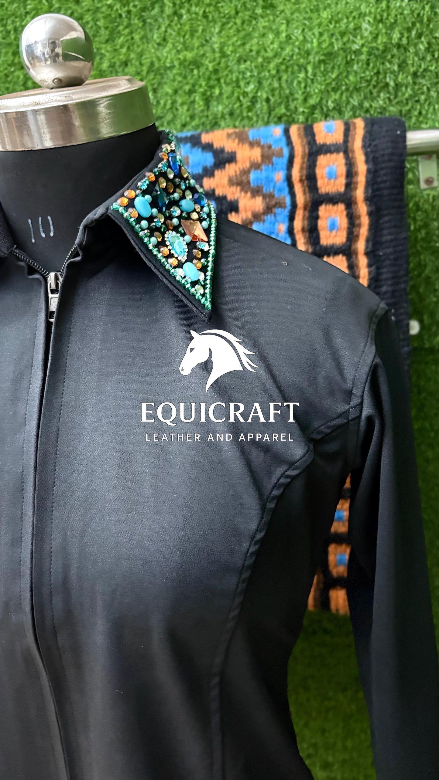 Western Show Set | Crystal Shirt + Handwoven Wool Saddle Blanket | Competition Horse Tack