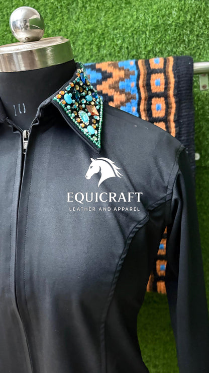 Western Show Set | Crystal Shirt + Handwoven Wool Saddle Blanket | Competition Horse Tack