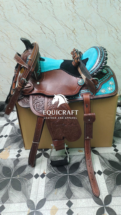 Handmade Western Leather Saddle With Tack | Trail & Barrel Racing