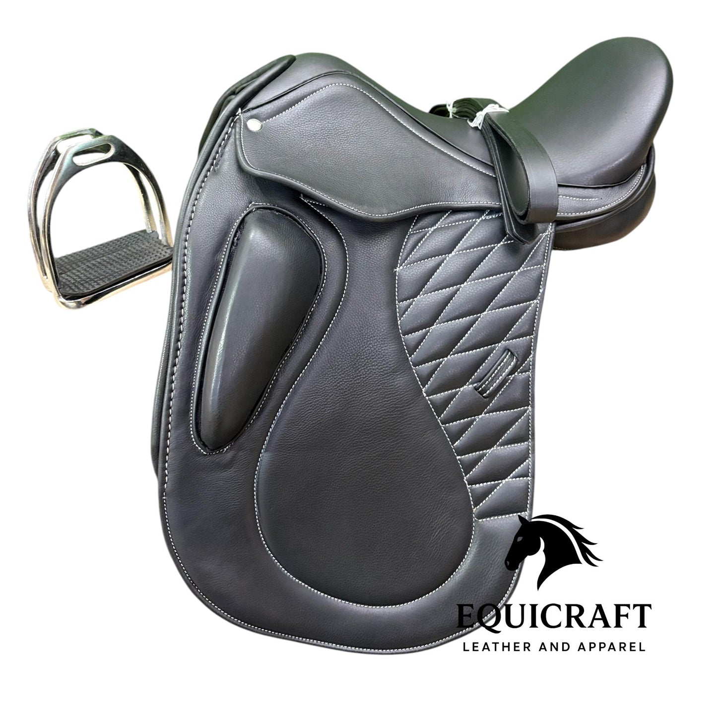 Black Leather Dressage Saddle | Long Flap English Saddle