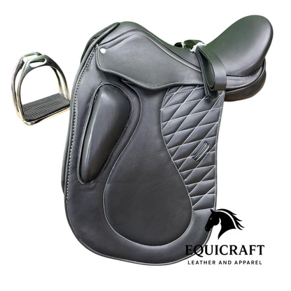 Black Leather Dressage Saddle | Long Flap English Saddle