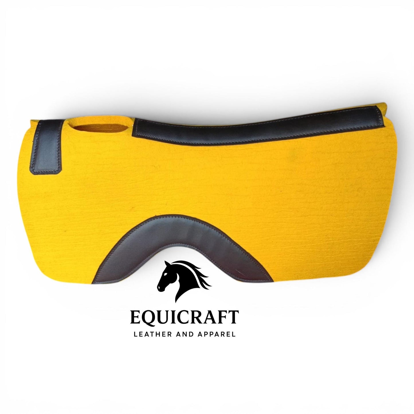 18 MM Woollen Yellow Wool Felt Saddle Pad with Leather | Western Riding Pad | 30X30" & 32X32"