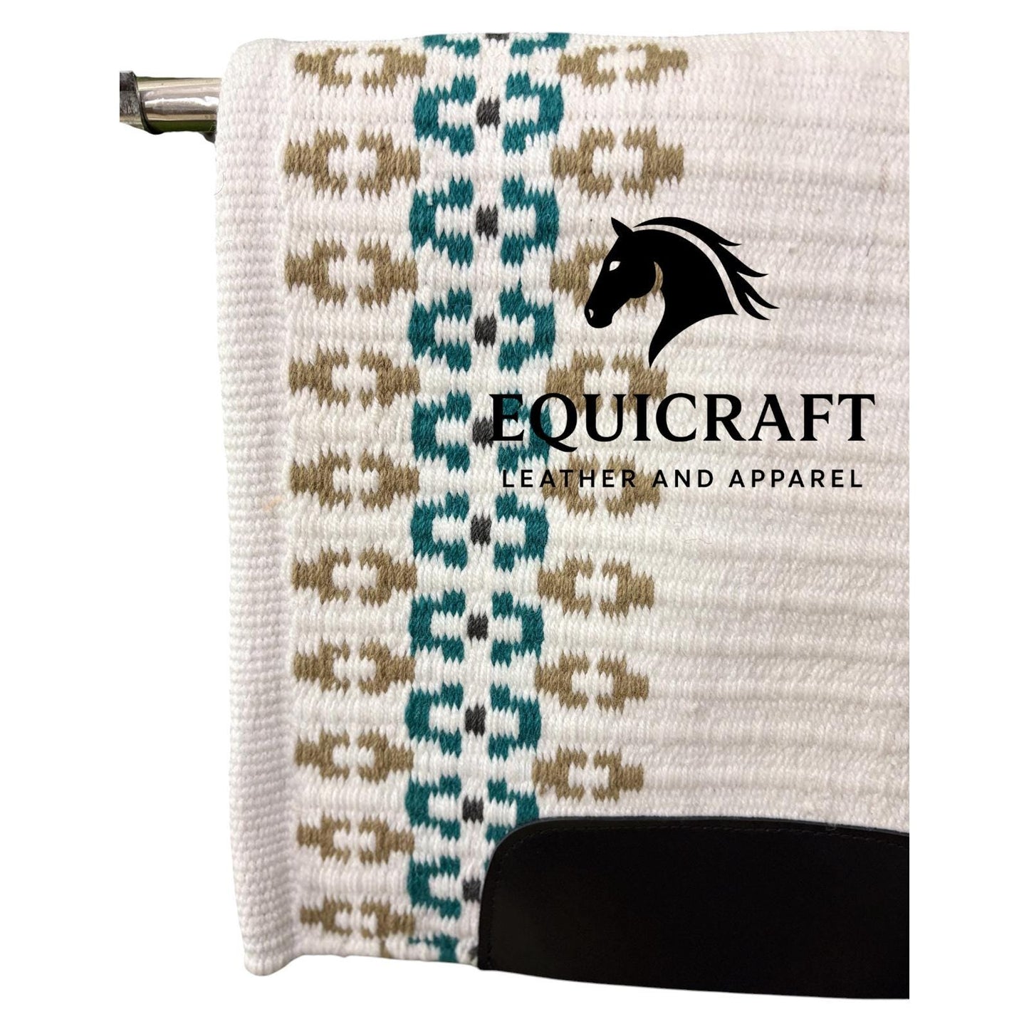 White Teal Tan Wool Western Saddle Pad Horse Blanket Barrel Racing Rodeo Tack Show Pad |