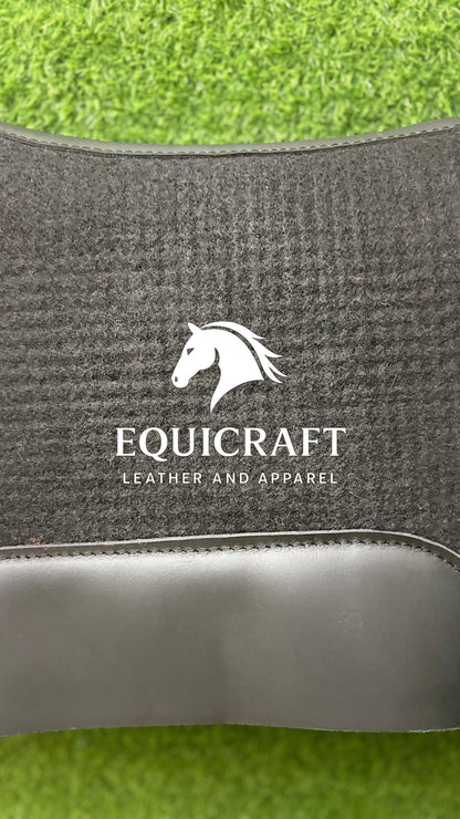 18 MM Black Woollen  Felt Saddle Pad with Hand-Carved Leather | Western Riding Pad | 30X30" & 32X32"