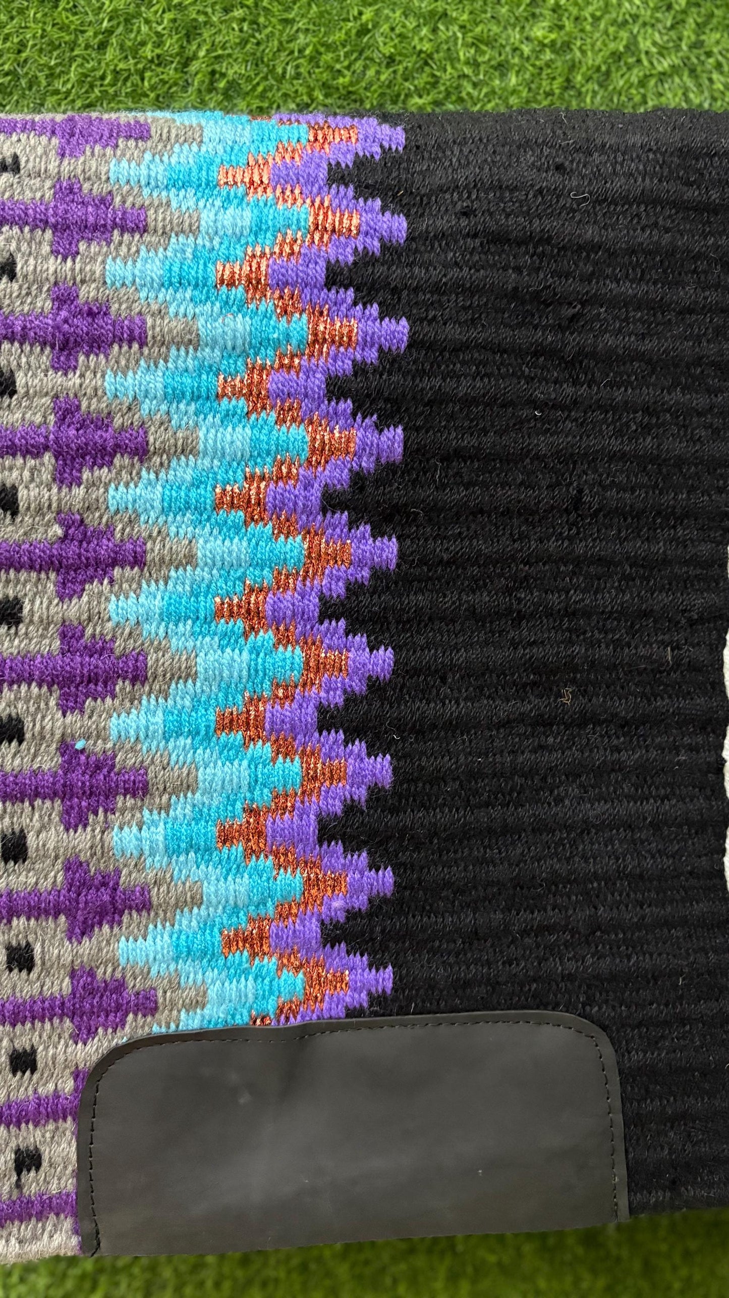 Western Saddle Pad | Black Purple Turquoise Saddle Blanket | Aztec Wool Horse Pad | Southwest Show Pad | Horse Tack Gift