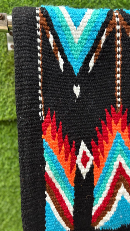 Western Saddle Pad | Black Saddle Blanket | Aztec Wool Horse Pad | Turquoise Brown Show Pad | Horse Tack Gift