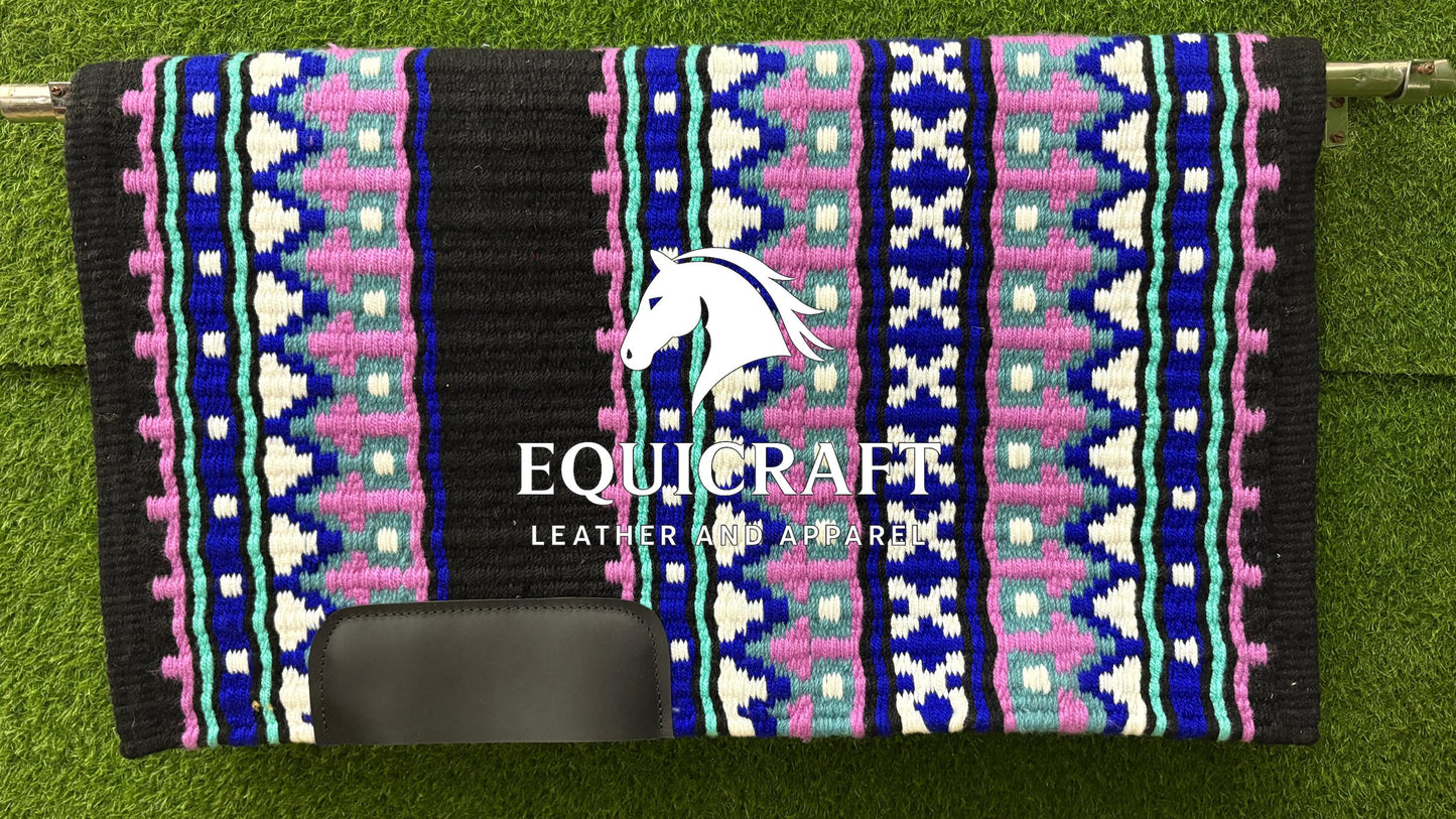 Handwoven Wool Saddle Blanket | Western Show Pad, Horse Tack