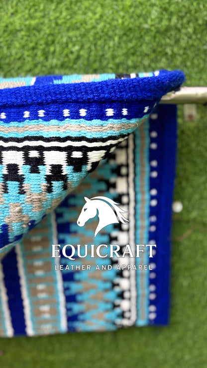 Western Saddle Pad | Turquoise Blue Saddle Blanket | Aztec Wool Horse Pad | Southwest Show Pad | Horse Tack Gift