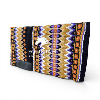 Purple Orange Gold Metallic Southwestern Wool Saddle Blanket, Western Show Pad, Handwoven Horse Blanket, Diamond Pad Size:-36x42