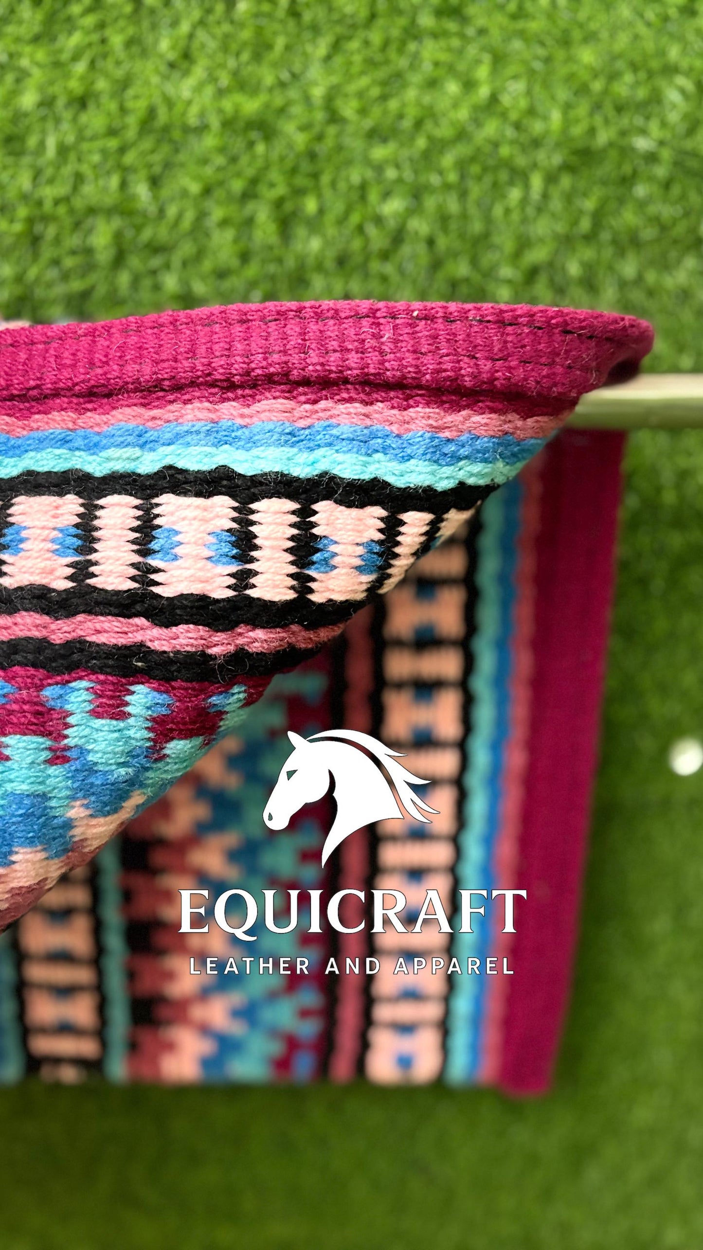 Pink Turquoise Wool Western Saddle Pad – Show Pad Blanket Barrel Racing Rodeo Tack