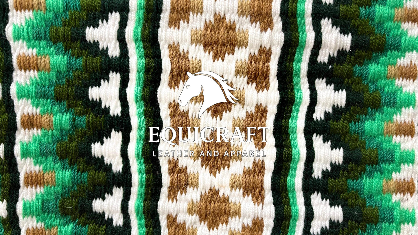 Green Tan Wool Western Saddle Pad – Diamond Show Pad | Horse Blanket Barrel Racing Rodeo Tack