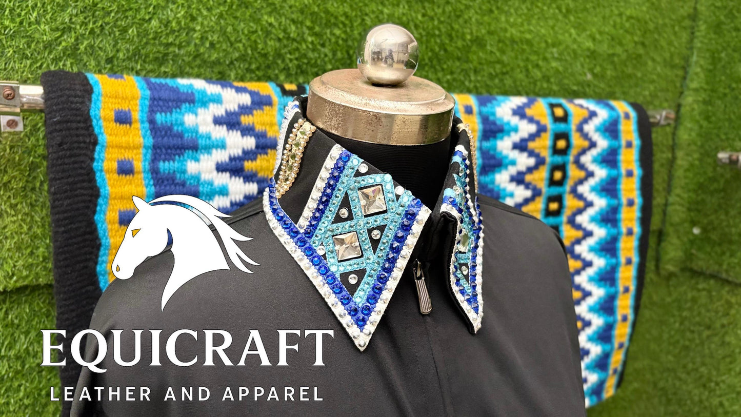 Western Show Set | Crystal Shirt + Handwoven Wool Saddle Blanket | Competition Horse Tack