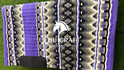 Handmade Western Saddle Pad | Purple Grey Saddle Blanket | Aztec Wool Horse Pad | Southwest Show Pad | Horse Tack Gift